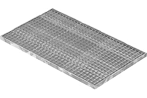 Fenau | Caillebotis/Grille conforme aux normes de l'industrie du bâtiment, Dimensions : 590 x 990 x 30 mm, Dimensions du maillage: 30/30 mm, galvanisée, cadre: 600 x 1000 x 33 mm)