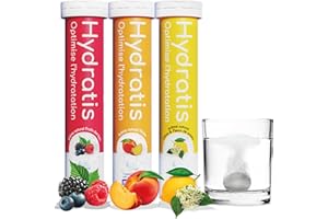 HYDRATIS - Pastilles Hydratation Electrolytes - Mix Fruits des Bois + Pêche + Citron/Sureau - Améliore l'Hydratation et Favorise l'Énergie - Sport, Récupération - 3 tubes (60 Pastilles)
