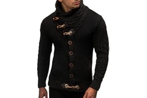 Leif Nelson LN5005N męska kurtka z dzianiny z kołnierzem szalowym, krój slim fit, zimowa kurtka rekreacyjna, na lato, nowoczesny męski sweter z kapturem