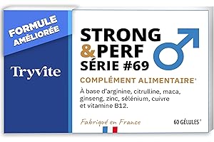 Formule à Action Rapide Pour Hommes Actifs | 60 Gélules Avec Ginseng, Maca, Arginine, Citrulline & Zinc | TRYVITE STRONG&PERF