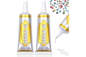 ALECPEA B7000 Glue Clear Adhesive - 25ml/0.84oz (2 Pack) - Jewelry Bead B-7000 Glue with Precise Tips for Rhinestones Fabric, Glass, Jewelry Making, DIY Art Crafts, Leather, Toys