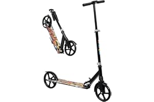AIYAPLAY Kids Scooter, Foldable Kick Scooter with Adjustable Handlebar, 200mm Big Wheel, Rear Fender Brake, Gift for Ages 6-12 Years, Boys and Girls
