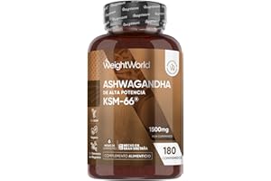 WEIGHTWORLD Ashwagandha KSM-66 1500mg, 180 Comprimidos, 6 Meses de Suministro - 12:1 del Extracto de la Raíz de Withania Somnifera, Apto para Veganos, Sin Estearato de Magnesio ni OGM