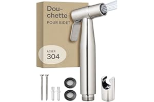 Praknu Douchette Bidet WC – Pommeau de Douche Intime avec Support en 𝗔𝗰𝗶𝗲𝗿 𝗜𝗻𝗼𝘅𝘆𝗱𝗮𝗯𝗹𝗲 - Pulvérisateur Bidet et Jet d’Eau pour Toilettes - Kit Douchette Toilette