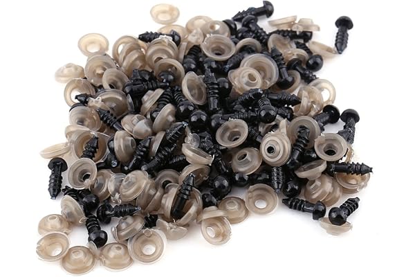 Walfront Kit de 100pcs Yeux de Poupée Noir en Plastique pour DIY Amigurumis Loisirs Créatifs(6mm)