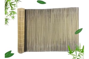 TradeZilla Natural Eco-Friendly Colorful Chain Thread Stitched Reed Bamboo Fence Screening| Fencing Privacy Panel Shield Garden |Wind/Sun Border Protection Outdoor (1x4M, Natural)
