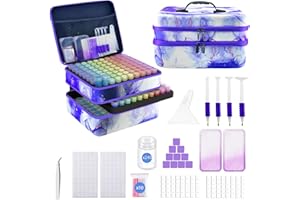 SuSentak Aufbewahrungsbehälter für Diamantkunst, mit Punktbohrwerkzeugen, Perlen-Organizer für 5D-DIY-Kunst-Kits, tragbare Bastelbox für Diamant-Malerei-Zubehör, violett, xl, Zeitgenössisch
