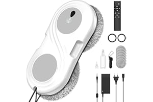 SWBSLL Fensterputzroboter, 8000Pa Fensterroboter mit Doppelter Düse, Fernbedienung, 3 Reinigungsmodi, Sicherheitssystem, Kantenerkennungsfunktion, Automatischer Fensterreiniger Für Glatte Oberflächen