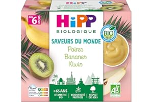 HiPP - Saveurs du Monde - Poires Bananes Kiwis Coupelles - 4x100g