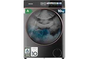 Cecotec Lave Linge Frontal Bolero DressCode 10900 Autodose Inverter FullColor Steel A, Machine à laver 10 kg, 1400 tr,min, écran 10,3", Inverter Plus, SteamMax, 11 programmes, classe A, Fuzzy Logic