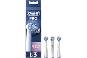 Oral-B Sensitive Clean Testine Spazzolino Elettrico, Confezione da 3 Testine di Ricambio, Pulisce Aree Sensibili e Infiammate, Rimuove Fino al 100% di Placca in Più