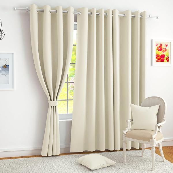 Story@Home 100% True Blackout Door Curtains 7 Feet Long Set of 2 | Plain…