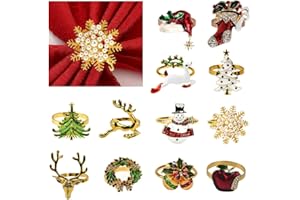ADERTOS 12 PCS Servilleteros Navideños, Servilleteros de Reno de Navidad, Anillos de Servilletas de Navidad, Servilleteros de Navidad, Servilleteros de Mesa para Fiesta de Navidad Bodas Banquetes