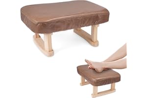 TOPEV 15inch Wooden Foot Stool,Small Step Stool,Sofa Footrest Soft Seat Pouf Ottoman with Stable Legs,Modern Soft Change Shoes Stool,Small Footstool for Living Room Bedroom (Brown)