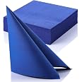 Blaue Servietten Mit Gold-Anker – 50 Stück, Papier, 20,1x10,9 Cm Gefaltet, Für Nautische Partys, Geburtstage