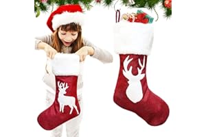 BHGWR Nikolausstrumpf 2er Set, 18" Groß Weihnachtsstrumpf Personalisiert Kinder, Jute Nikolausstiefel zum Befüllen Kamin Weihnachtsstrümpfe Weihnachten Geschenktaschen Hängende Strümpfe für Weihnachtsdeko