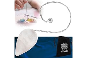 VIBRATIS Pendule Divinatoire de Radiesthésie en Cristal de Roche | Pendule en Pierre de Quartz Blanc Émettrice et Amplificatrice [𝐒𝐀𝐓𝐈𝐒𝐅𝐀𝐈𝐓 𝐎𝐔 𝐑𝐄𝐌𝐁𝐎𝐔𝐑𝐒É]