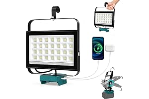 T-SUN Trådlös LED-lampa för Makita 18 V, 100 W 6500 lm, arbet, trådlös bärbar byggplatsprojektor, med USB och typ C för campi