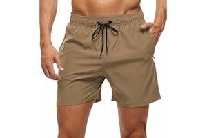 YuKaiChen Men's Swim Shorts Swimming Trunks ‌Board Shorts Water Repellent‌ Quick Dry Surfing Beach Shorts with Zipper Pockets and Mesh Lining