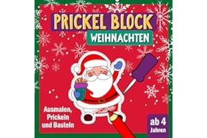 Prickel Block Weihnachten: Prickeln und Ausmalen für Kinder ab 4 | Prickelbilder rund um Winter, Weihnachten und die Weihnachtszeit |Prickel Vorlagen ... Kinder zum Ausschneiden, Prickeln und Basteln