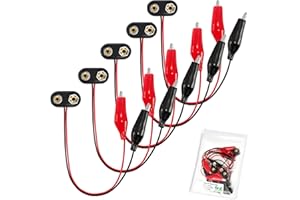 Chanzon UL-Draht Batterie 9V Alligator Clips Batterie Snap in Anschluss 5 Pack Kunststoff T-Art für Arduino LED Streifen