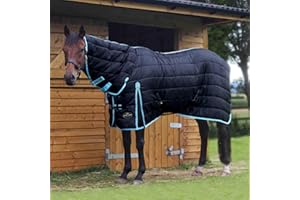 Gallop Equestrian Gallop Trojan 300g Indoor Horse Stable Rug Full Neck Combo (5'6'', Black/Sky)