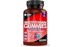 NEW LEAF PRODUCTS Chewable Vegan Multivitamin Gummies - Non Sugar Coated, Gluten Free, Non-GMO Multivitamins for Men and Woman - Fortified with Vitamins C A D E B Biotin, Folate, & Zinc