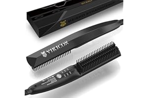 VIKICON Bartglätter für Männer, Mini Elektrische Bart Glätteisen, 30er Jahre Schnell Beheizte Bürste Kamm, Ionischer Haarglät