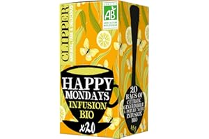 CLIPPER - Infusion Bio - Happy Mondays - Citron, Gingembre & Poivre Noir - 20 Sachets d'Infusion Bio - 1 paquet