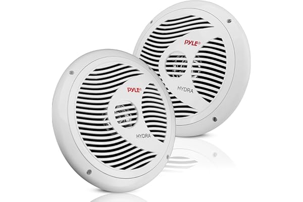 Pyle Enceintes Marines Doubles 16,5 cm – Haut-Parleur Extérieur 2 Voies Étanche et Résistant aux Intempéries avec Puissance de 150 Watts - Cône en Polypropylène et Entourage en Tissu - Blanc