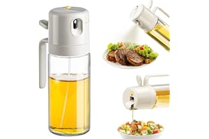 baflovga 2 IN 1 Ölsprüher für Speiseöl, 550ML Öl Sprühflasche, Ölspray zum Kochen, Öl Sprayer Speiseöl Glas, Öl Sprayer Flasche, Ölsprüher für Heißluftfritteuse, BBQ, Grillen, Salate, Pasta