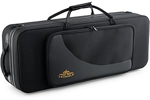 Lechgold Leichtkoffer für Tenor-Saxophon - Lightcase für alle gängigen Tenorsaxophone - Thermopolsterung - Außentasche - Rucksackgarnitur - Separate Fächer für S-Bogen, Mundstück und Zubehör - Schwarz