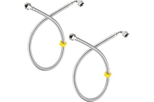 LEADAHEAD Pack of 2 Flexible Pipe Contectors Elbow 1/2”(90°) x 1/2” BSP 80cm Long Elbowed Stainless Steel Braided Flexible Hose Pipes Tail DIY Repalcement for Boilers Plumbing Bathrooms Kitchens