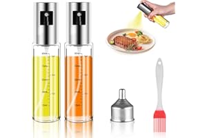 Oinvs Oil Spray 2er,100m/3.5OZl Olive Oil Spray Bottle, Lead-Free Glass, Easy to Clean, Cooking Oil Spray Bottle for Oil and Vinegar, Leak-Proof Spout with Leaky Hopper