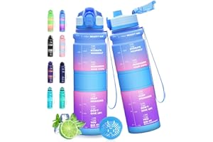 Expansea Bouteille d'eau, Gourde 500ML/1L, Gourde Sport avec Marqueur de Temps et Filtre, sans BPA Convient pour Le Sport, bureau, course à pied, l'ecole, Le Bureau, en Plein air