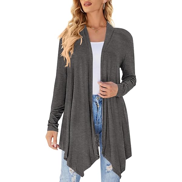 Bluetime Women's Plus Size Long Open Front Cardigan - Lightweight Duster, S-4XL, Black, Medium - View #2
