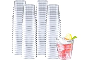 Mispudin 80 Pièces Gobelet Plastique Reutilisable Transparent, 180ml Verre Cocktail Plastique Reutilisable, Gobelet Anniversaire pour Soda, Cocktail, Bière, Desserts - Anniversaire, BBQ, Fête, Mariage