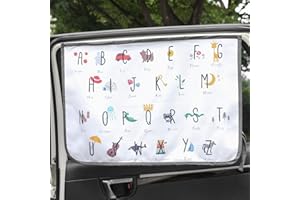 Magnet Sun Shade Cortina de Parasol magnética para Ventana Lateral de Coche Sol Sombra Cortina para bebés y niños – Protector de Parasol (Be-Kids Alphabet)