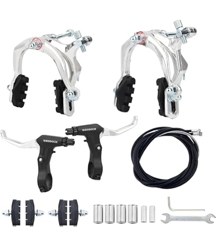 EICKMO Complete universele fietsremmenset, MTB-rem voor en achter, binnen- en buitenremkabels en remhendelkit voor mountainbikes en racefietsen (zwart