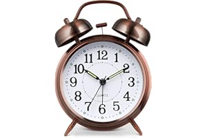 AZYH Silny budzik dla dorosłych śpiący ciężki podwójny dzwonek metalowy budzik 10 cm zasilany baterią sypialnia cichy nietykający prezent powrót do domu