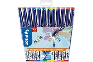 PILOT Caja de 12 FriXion Fineliner - Rotuladores borrables con tinta sensible al calor - 12 colores - Punta Media