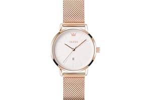 OLEVS Ladies Ultra Thin Watches, Big Dial Stainless Steel Mesh Strap Casual Ladies Watch, Japanese Quartz Waterproof Watch for Women, Ladies Dress Watch with Date