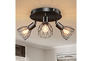 Kimjo Faretti LED da Soffitto Orientabili, Lampada Vintage Industriale E14, Retrò Lampadario Faretti Plafoniera per Soggiorno Corridoio Camera da Letto, Industriale, Lampadina Non Incluse, Max.40W