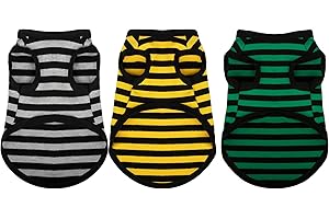 Paiaite 3-teiliges Hunde-Shirt-Set, aus atmungsaktiver Baumwolle, für kleine und mittelgroße Hunde, dunkel gestreift, Halten Sie Ihren Hund kühl und stilvoll mit farbenfrohen ärmellosen