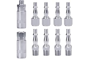 WILLKOMMEN Pcl 10 Pcs Air Line Connectors - 1/4" BSP Compressed Euro Airline Quick Release Fittings, Male & Female