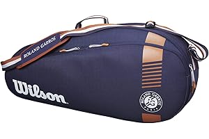 WILSON Sac à Raquettes Roland Garros Team 3, Jusqu'à 3 Raquettes, Bleu Marine/Marron, WR8006801001