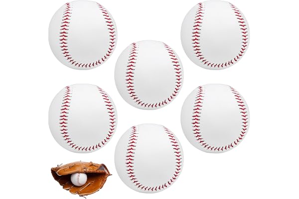 TOATELU 6 stycken baseboller 9 tums handsydd, professionella baseballbollar för vuxna och tonåringar