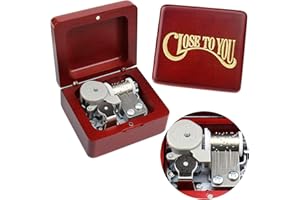 Sinzyo Music Box Vintage Wood Carved Mechanism Musical Boxs Gift For Birthday Valentine's Day Christmas Day(Close to You -Wine Red Box)