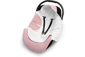 EliMeli Coperta per ovetto, 100% cotone, leggera, per seggiolino auto, in tessuto a nido d'ape e mussola, per l'estate e la primavera, universale, ad esempio Maxi Cosi (rosa)
