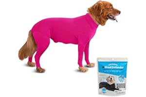 Shed Defender Body Suit for Dogs – Original –Anti Shedding Shirt, Reduce Dog Hair, Dog Onesie Surgery Recovery Suit, Anxiety, Calming, Car Seat Cover, E-Collar, Hot Spots, Jumpsuit(Pink, L)